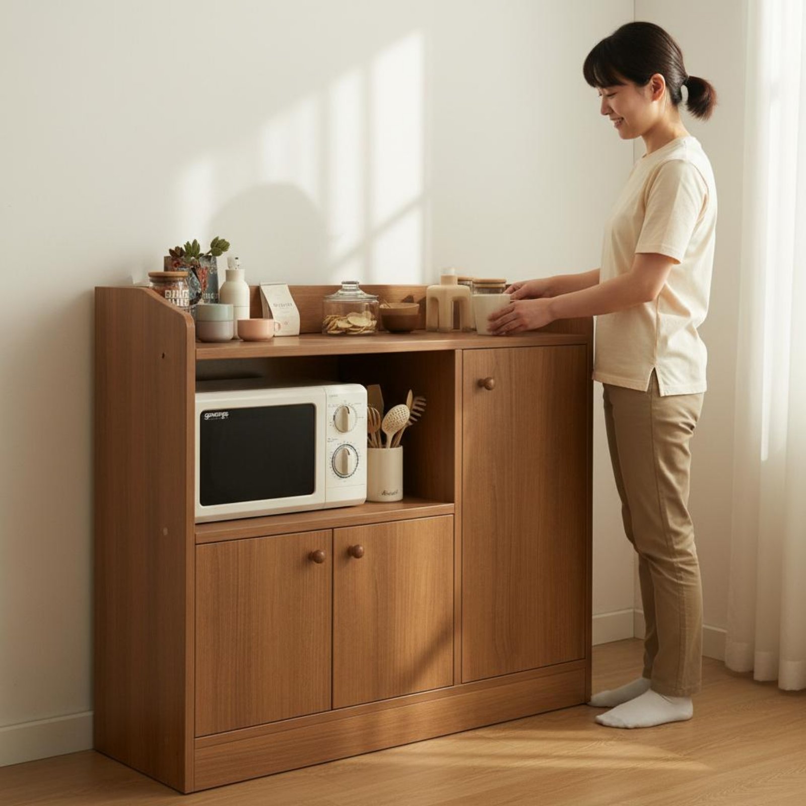 Coffee Tea Station - Tea Station Cabinet Long-Lasting Construction Coffee