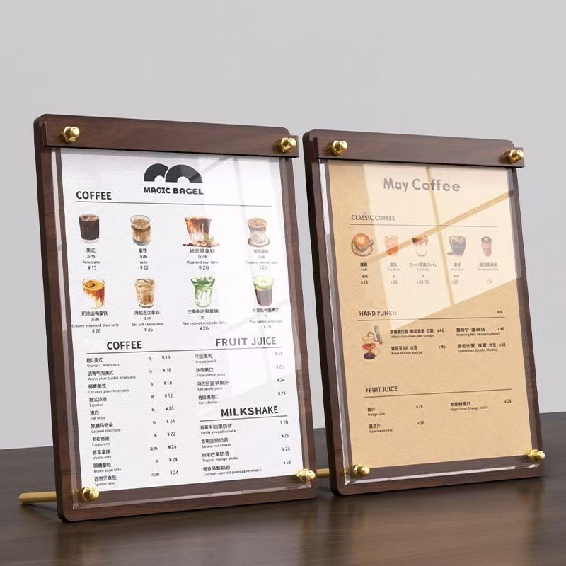 Coffee Tea Station - Custom A4/A5 Acrylic Wood Grain Menu