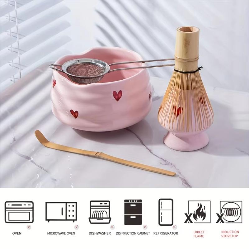 【2/4/5Pcs Cute Heart Decal Cer - огляд і ціна Matcha Whisk Set
