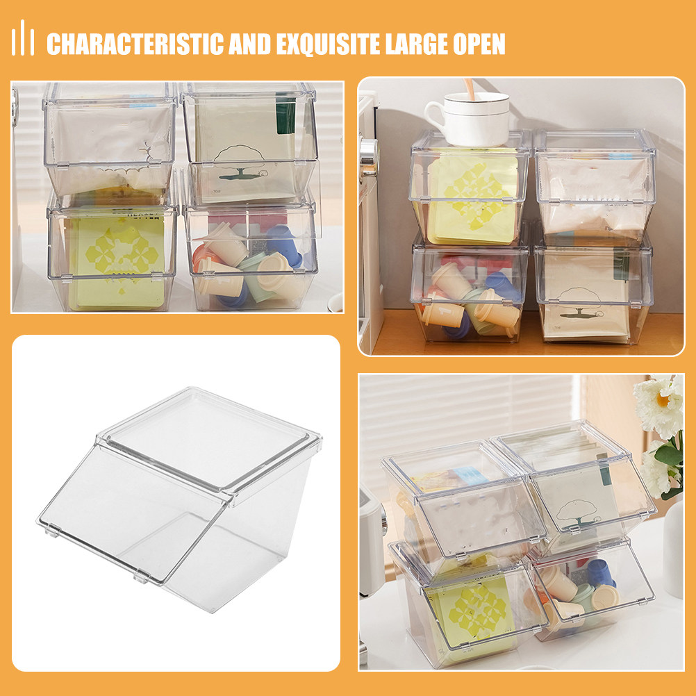 4Pcs Tea Bag Organizer Box Acr - огляд і ціна Coffee Tea Station