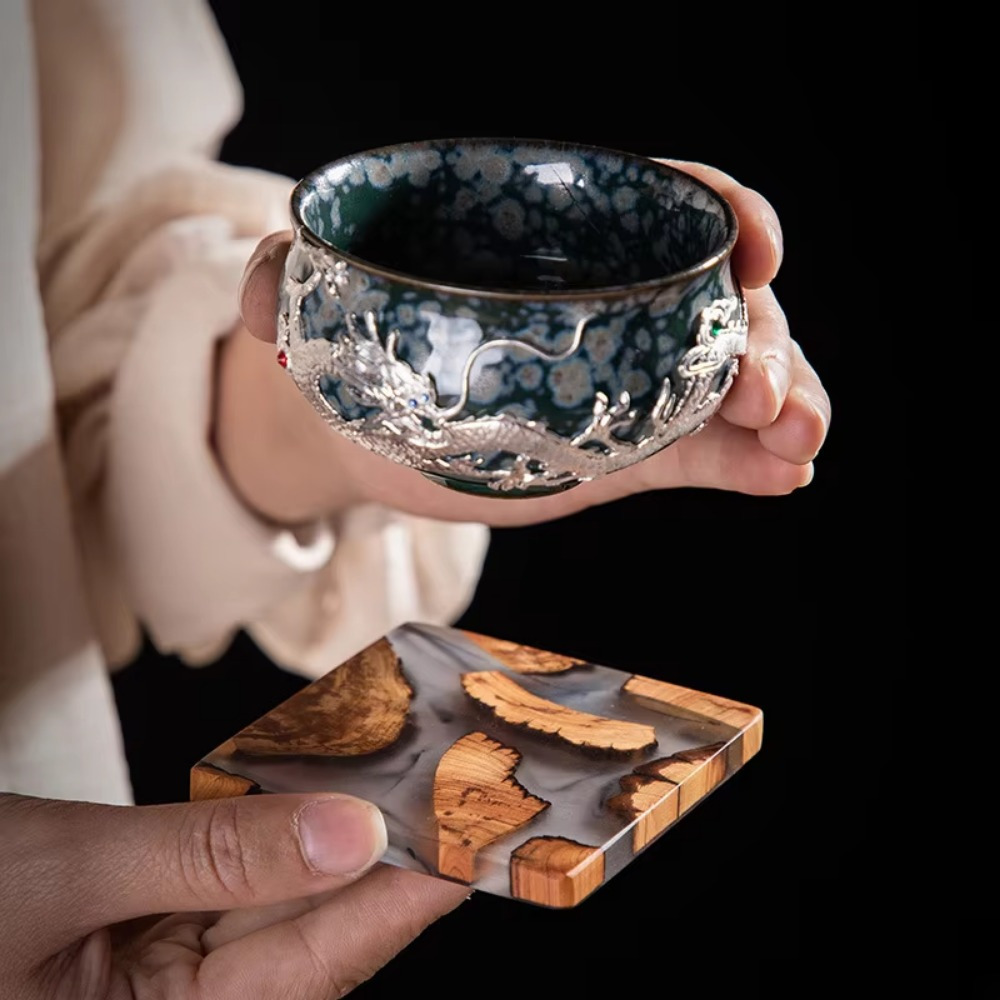 Wood Resin Coasters Square Cup - огляд і ціна Coffee Tea Station