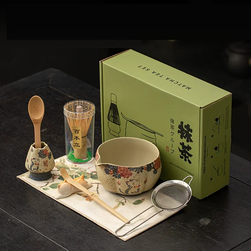 8PCS Japanese Flint red Matcha - огляд і ціна Matcha Whisk Set