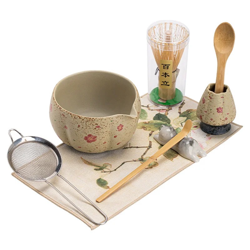 8PCS Japanese Flint red Matcha - огляд і ціна Matcha Whisk Set