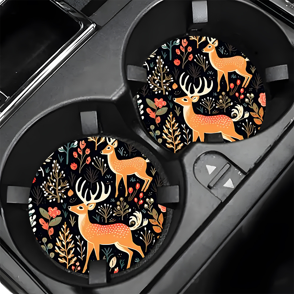 2 Deer Print Car Coasters - Su - огляд і ціна Coffee Tea Etc